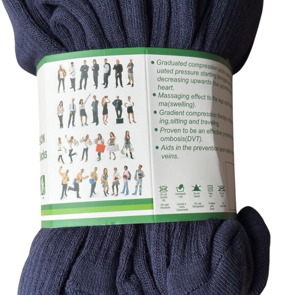 Everyday Compression Socks 3 Pairs Bamboo Co. 10-13 Navy Knee High NEW - Picture 2 of 5